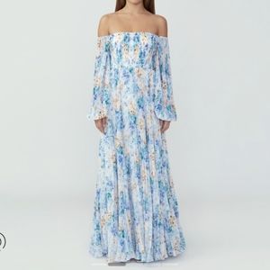 Fame and Partners Greta Maxi Dress in Watercolor Blue NWT Size 2